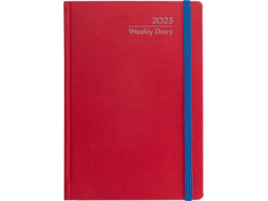 Ημερολόγιο εβδομαδιαίο Carma Weekly_C  14x21 2023 με  ημιεύκαμπτο εξώφυλλο με λάστιχο κόκκινο